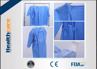 China Reinforced Disposable Surgical Gowns 120x140 High Risk Sterile SMS Gown With Knitted Cuff for sale