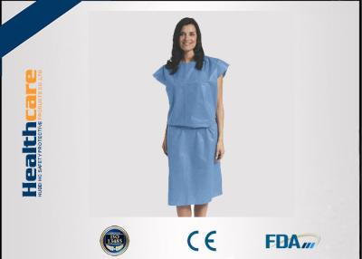China Short Sleeve Disposable Isolation Gowns Non Woven Heavy Blue Medline Gowns Anti Permeate for sale