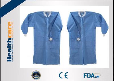 China PP / SMS Disposable Lab Coats Barrier Gowns With Hook And Loop Elastic Cuff Alcohol Resistant for sale
