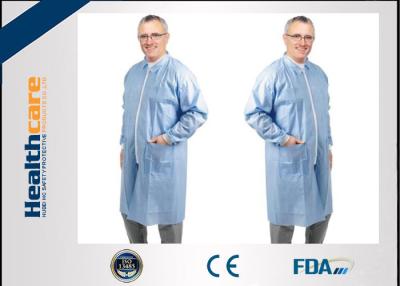 China Nonwoven Disposable Lab Coats Protective Medical Clothing with Collar and Zip for sale