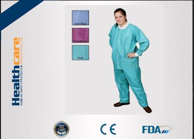 China Green Blue Medical Disposable Clothing Non Toxic Nonwoven Round Neck Suits for sale