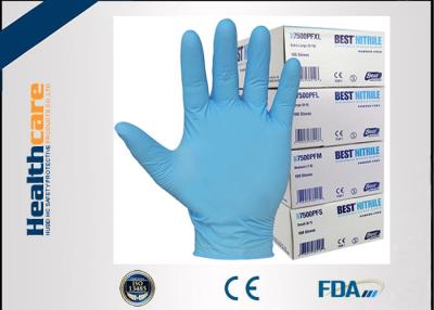 China 9 Mil 6 Mil Blue Nitrile Exam Disposable Protective Gloves Examination Powder Free for sale