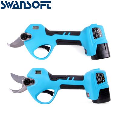 China SWANSOFT Cordless Electric Battery pruning shears power display HD digital display cutting number electric pruner shear for sale