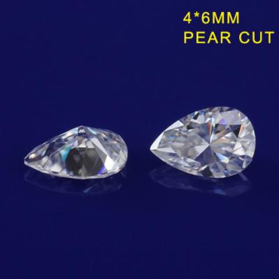 中国 4*6mmのナシの形のダイヤモンドのMoissaniteの空想の切口VVS Moissaniteの宝石用原石 販売のため