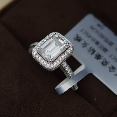 China DEF Color Moissanite Jewelry 18K White Gold Ring Emerald Cut Diamond For Wedding for sale