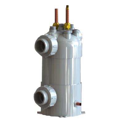 China Industrial PVC shell titanium tube evaporator coil heat exchanger for aquarium chiller heat pumps for sale