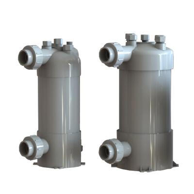 China Swimming Pool Heat Pump Screwed Titanium Tube PVC Shell Heat Exchanger for sale