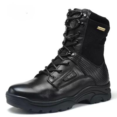 China Leather Black Military Combat Boots Climbing Shoes Anti Slip Camouflage Wear Resistant à venda
