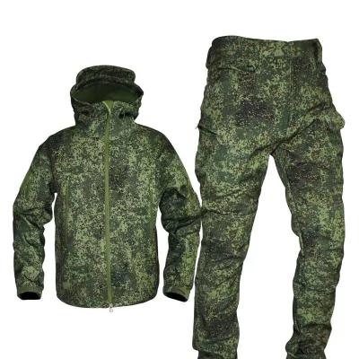 China Military Camo Uniform Army Dress Clothes Full Soft Shell Jacket Men Velvet Thickened for sale