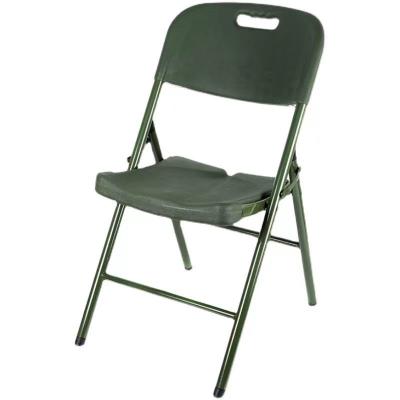 China Outdoor Field Blow Molding Chair Camping Lightweight Military Green Conference Folding Simple Military for sale