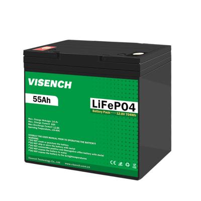 Κίνα Visench Best Seller 12 V 55Ah Deep Cycle Solar Rv Caravan Marine 12 Volt Lithium Ion Batteries 12V 55Ah Lifepo4 Battery προς πώληση