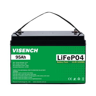 China Visench 12V 100Ah Lifepo4 Lithium Iron Battery Pack Deep Cycle Times battery lifepo4 12V for solar energy system for sale