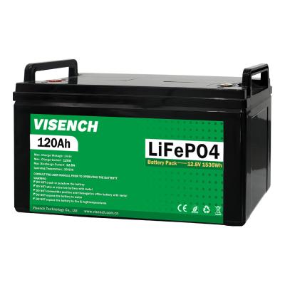 China Visench Energy Storage Battery Customization 12v 120ah RV Lithium Iron Phosphate Battery 12V Lifepo4 Battery for sale