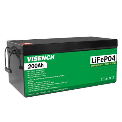 China Visench Rechargeable Custom LiFePO4 Battery Pack 24V 200Ah 5120Wh 3000 Cycles en venta
