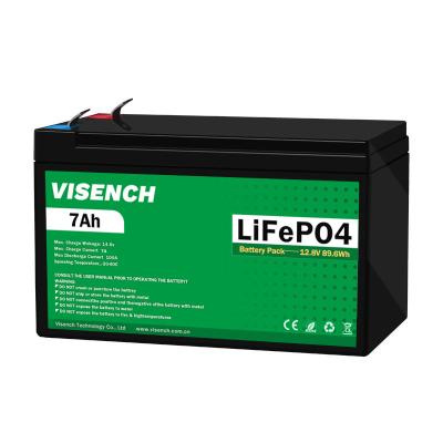 China Visench OEM ODM Prismatic 12V 3000 Cycle Life 12.8V 7Ah Lithium Ion Lifepo4 Battery Pack for sale