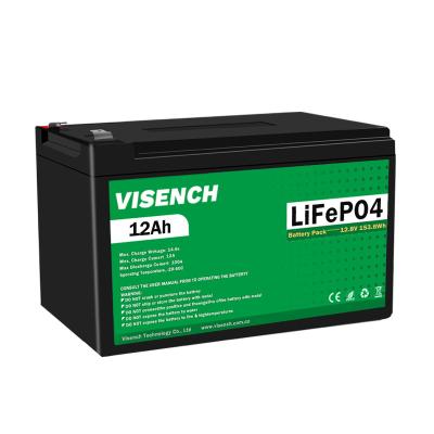 China Visench OEM Prismatic 12V 12.8V Volt 12Ah Deep Cycle Storage Energy System Lifepo4 Lithium Ion Battery for sale