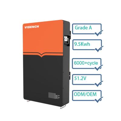 China Viench factory High quality Wall Mounted 9.5Kwh 48V Lifepo4 200Ah Lithium Ion Battery For Home use Solar System Energy Storage à venda