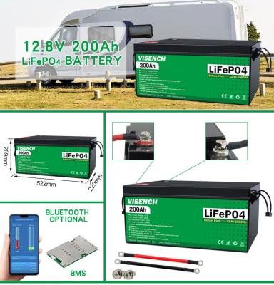 中国 Visench  Direct factory  12V 24V 100Ah 120Ah 200Ah  Deep 6000 Cycles battery solar Li-Ion Energy Storage Battery 販売のため