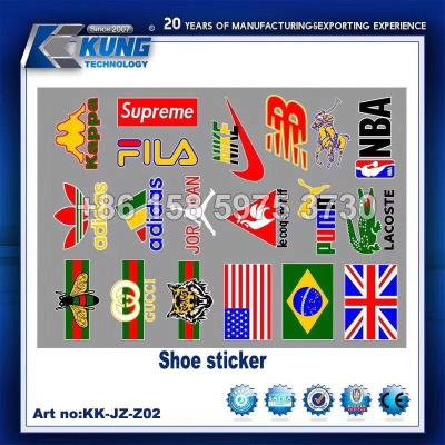 China Prenda impermeable Logo Stickers de encargo frío, componentes del PVC para los zapatos en venta