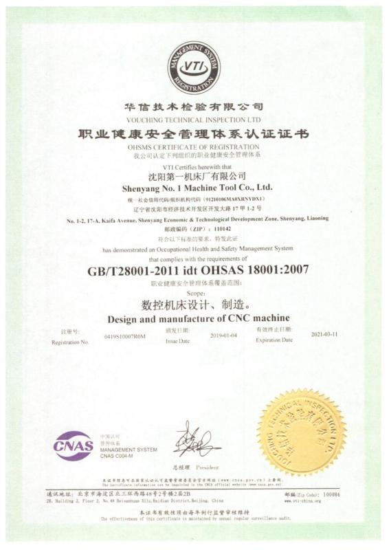 OHSMS CERTIFICATE - Shanghai HD M&E Tech Co., Ltd.