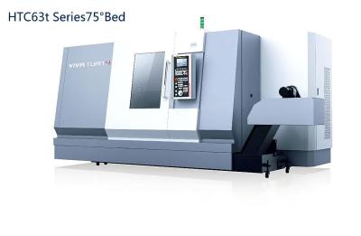 China Torno que trabaja a máquina de la cama 75° del CNC de la inclinación del metal horizontal del torno HTC63t en venta