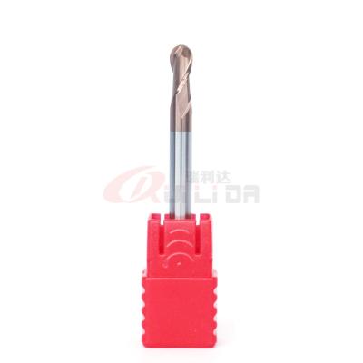China 1mm 3mm 4mm ball nose end mill cutter for stainless steel double flute TiSiN Coating for sale