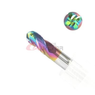China HRC65 Mirror Surface Aluminum End Mill 4 Flutes Ballnose Endmill With DLC Coating for sale