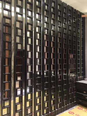 China China Champagne Laser Stainless Steel Divider Partition Carved Screens Restaurant Hollow Wall Panel Suppliers for sale