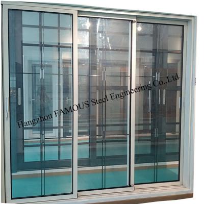 China 120 Series Aluminum Frame Three Track 6MM+12A+6MM Glass Sliding Door for sale