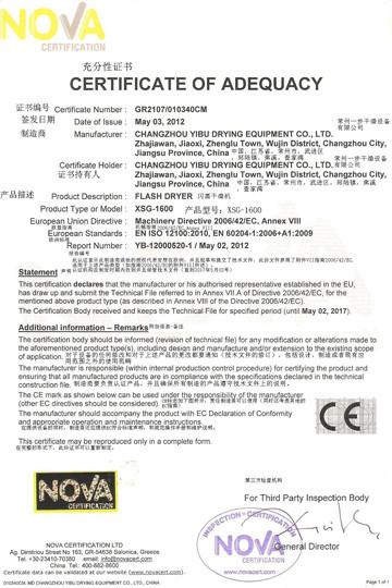 EN ISO 12100:2010. EN 60204-1:2006+A1:2009 - Changzhou Yibu Drying Equipment Co., Ltd
