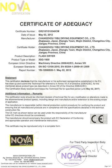 EN ISO 12100:2010. EN 60204-1:2006+A1:2009 - Changzhou Yibu Drying Equipment Co., Ltd