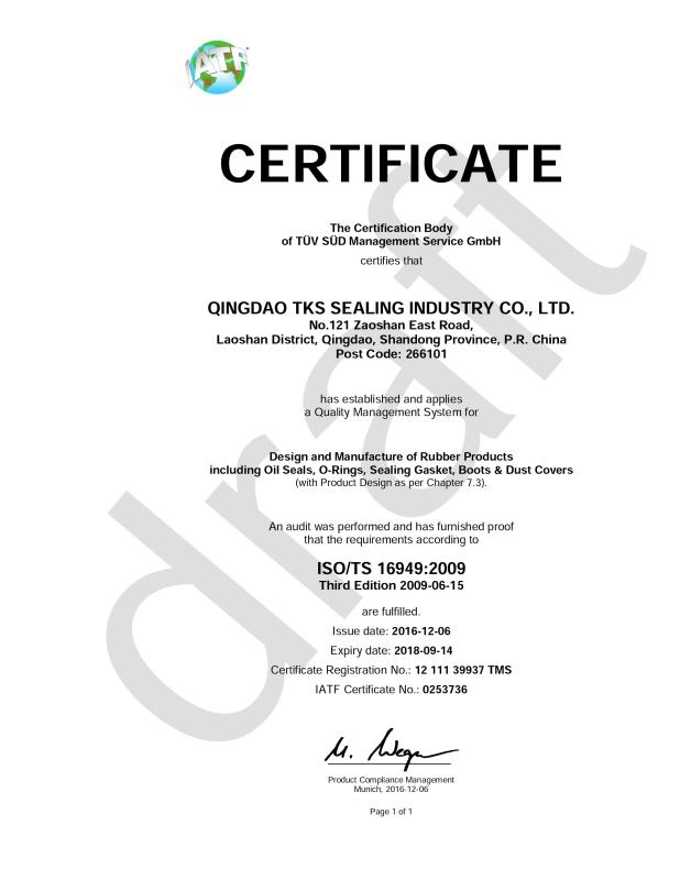 ISO/TS 16949:2009 - Qingdao Global Sealing-tec co., Ltd