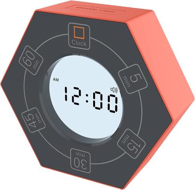 China Timer with clock, hexagonal rotating productivity Pomodoro timer, take 5,15,30,45,60 minutes preset, adhd children and a for sale