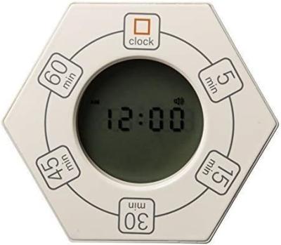 China A stylish and innovative digital timer desktop Hexagonal rotating productivity timer with clock for sale