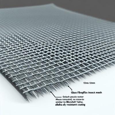 China Malla anti-álcalis de fibra de vidrio para insectos 12mm×12mm Tejido liso en venta