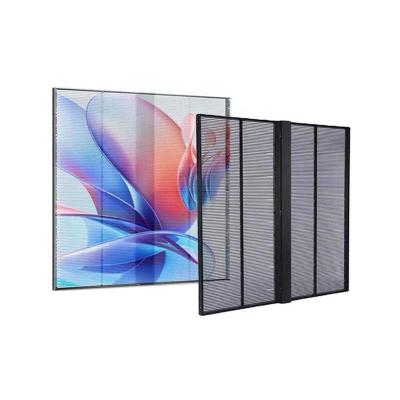 China Glass LED screen p3.91-7.81 HD Transparent Advertising flexible led mesh screen for sale