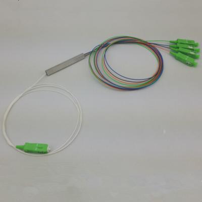 China Fiber Optic PLC Splitter/Coupler 1×4 SC/APC Connector with mini tube for sale