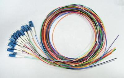 China 12 conector del LC UPC de la coleta de la fibra óptica de los colores 12, coleta apretada del solo modo del almacenador intermediario de 0.9m m en venta