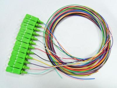 China Single Model Pigtail Fiber Optic Cable 0.9mm Tight Buffer SC APC 12 Colors for sale