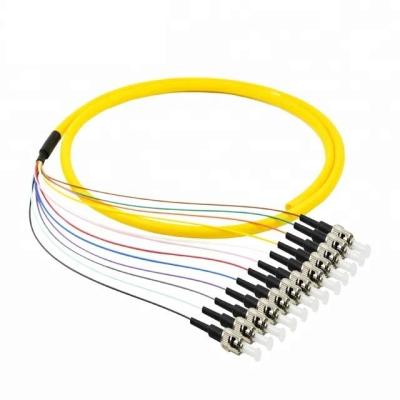 China Multi Color Fiber Optic Pigtail / ST UPC Pigtail 12 Cores Bundle With ST Connector for sale