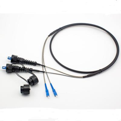 China Outdoor 2core Singlemode ODVA to SC Connector Waterproof Fiber Optic Patch Cable armore breakout for sale