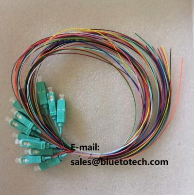China 12colors SC fiber optic pigtail aqua color connector 12cores pigtails for sale