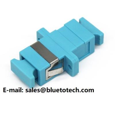 China Aqua Color SC OM3 Fiber Optic Adapters With Flange Multi Mode for sale