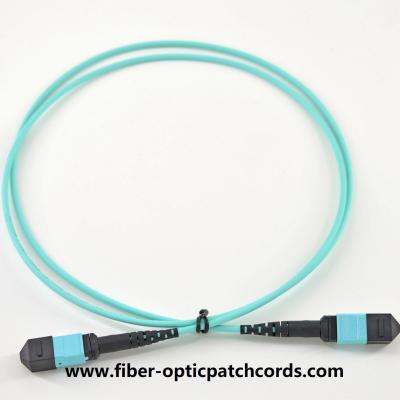 China 8 12 24 Kern-Faser-Optikverbindungskabel niedrige PDL OM3 MPO MTP Jumper Aqua Color zu verkaufen