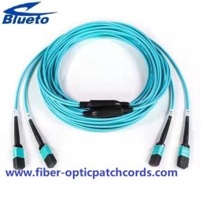 China Aqua Color Fiber Optic Patch Cord MPO MTP OM3 24Core Multimode Fiber Jumpers for sale