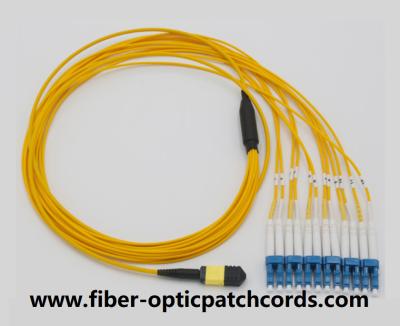 China Yellow MTP MPO-6LC Duplex MPO To LC Fiber Cable 3.0mm 12 Core Single Mode for sale