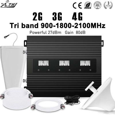 China 2G 3G 4G 80dB Gain Multi Band Repeater 900MHz 1800MHz 2100MHz for sale