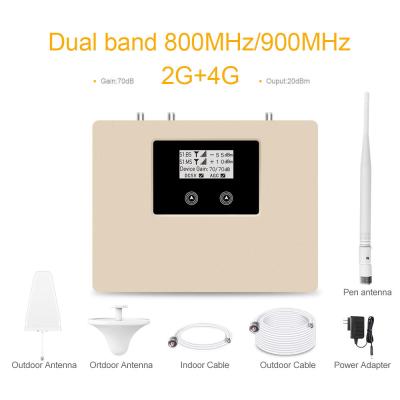 China Repetidor móvil dual de la red del aumentador de presión 4G LTE del G/M de la banda del aumento de LCD800-GSM+4G 70dB en venta