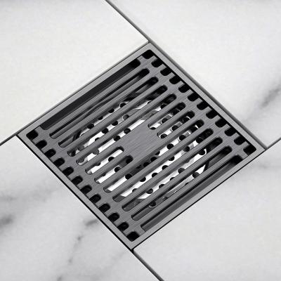 China Dreno de bronze moderno do chuveiro do banheiro, dreno de assoalho quadrado com a almofada de tampa higiênica do dissipador à venda