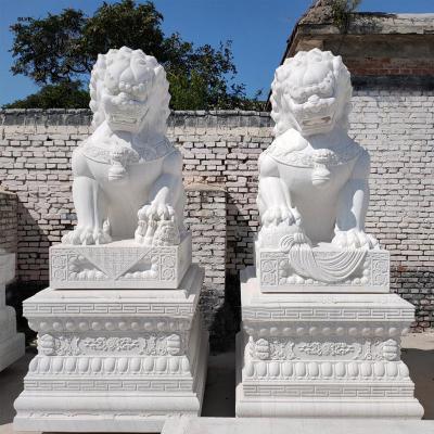 China Custom China Foo dog statue traditional Eastern lion statue hand carved white marble foo dog statues sale for sale